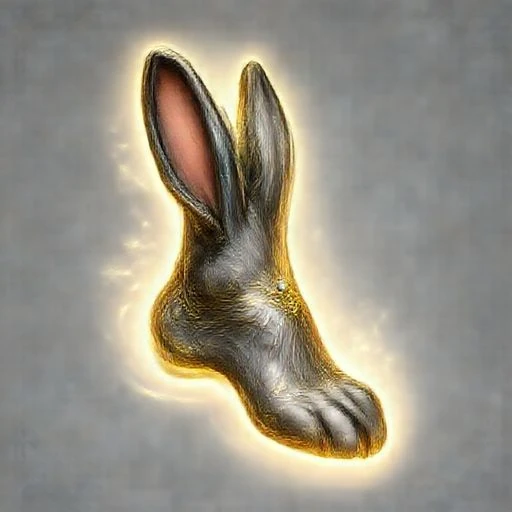 Generated item artwork of a rabbit’s foot surrounded by a golden glow.
