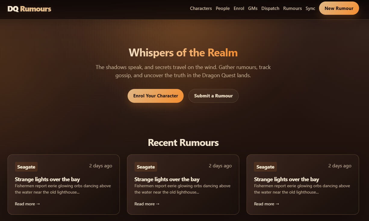 DQ Rumours application screenshot preview
